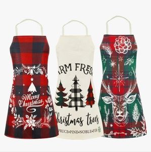 Whaline 3Pcs Christmas Kitchen Cooking Aprons